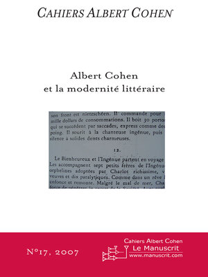 cover image of Cahiers Albert Cohen N°17